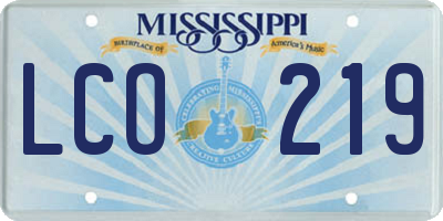 MS license plate LCO219