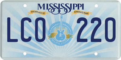 MS license plate LCO220