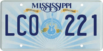 MS license plate LCO221