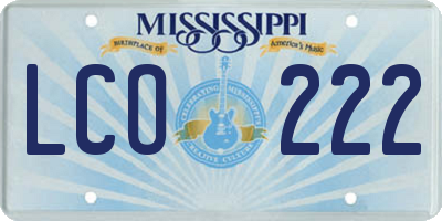 MS license plate LCO222