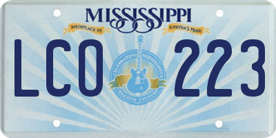 MS license plate LCO223
