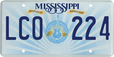 MS license plate LCO224