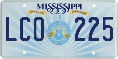 MS license plate LCO225