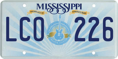 MS license plate LCO226