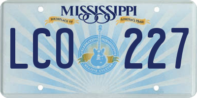 MS license plate LCO227