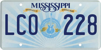 MS license plate LCO228