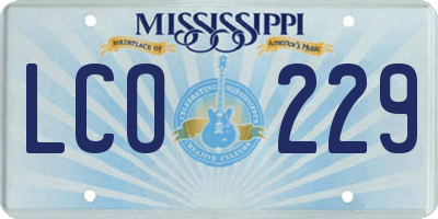 MS license plate LCO229