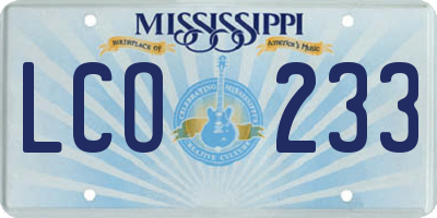 MS license plate LCO233