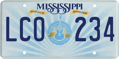 MS license plate LCO234
