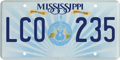 MS license plate LCO235