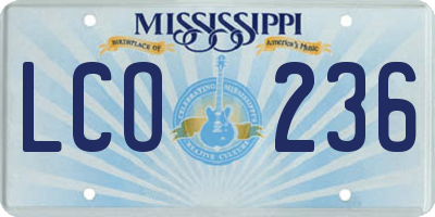 MS license plate LCO236