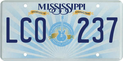 MS license plate LCO237