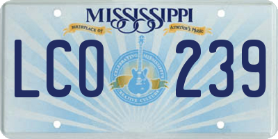 MS license plate LCO239