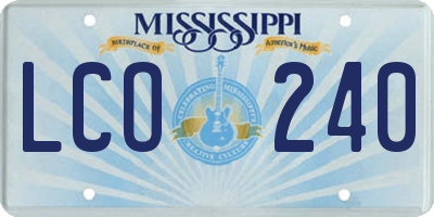 MS license plate LCO240