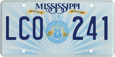 MS license plate LCO241