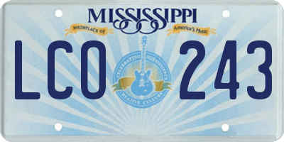 MS license plate LCO243