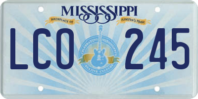 MS license plate LCO245