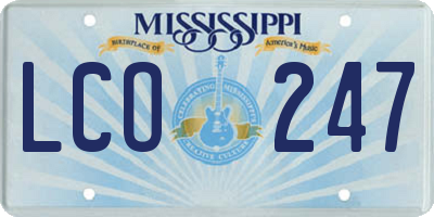 MS license plate LCO247