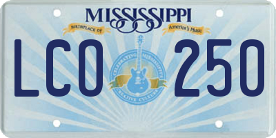 MS license plate LCO250