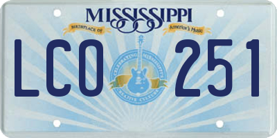MS license plate LCO251