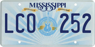 MS license plate LCO252
