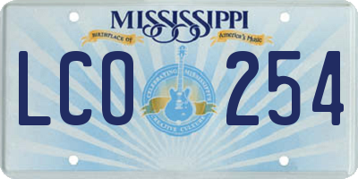 MS license plate LCO254