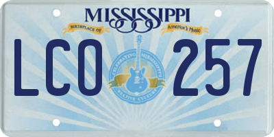MS license plate LCO257