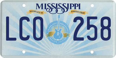 MS license plate LCO258