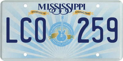 MS license plate LCO259