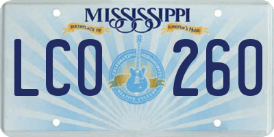 MS license plate LCO260