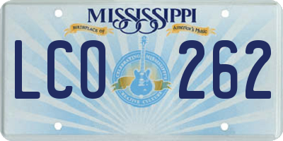 MS license plate LCO262