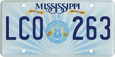 MS license plate LCO263