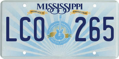 MS license plate LCO265