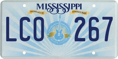 MS license plate LCO267