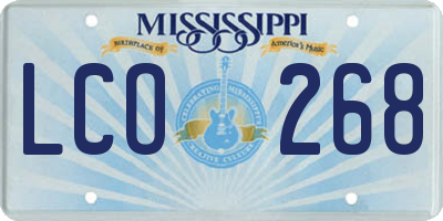 MS license plate LCO268