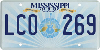MS license plate LCO269