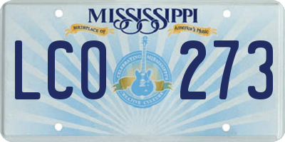 MS license plate LCO273