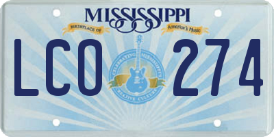 MS license plate LCO274