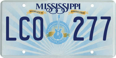 MS license plate LCO277