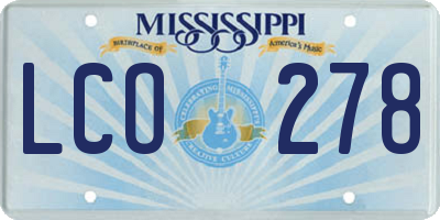 MS license plate LCO278