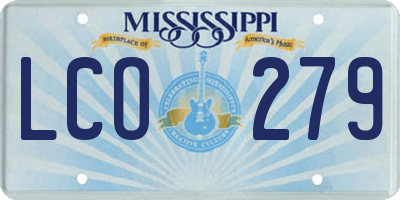 MS license plate LCO279