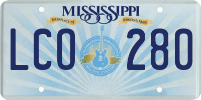MS license plate LCO280