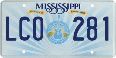 MS license plate LCO281