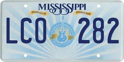 MS license plate LCO282