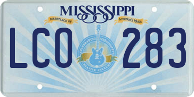 MS license plate LCO283