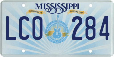 MS license plate LCO284