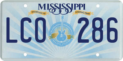MS license plate LCO286