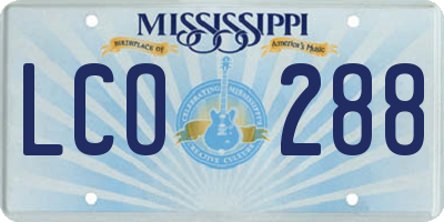 MS license plate LCO288