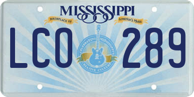MS license plate LCO289