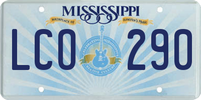 MS license plate LCO290